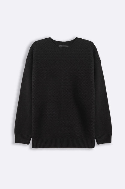 Shahstar Men Textured Black Sweater - Shahstar Fashion